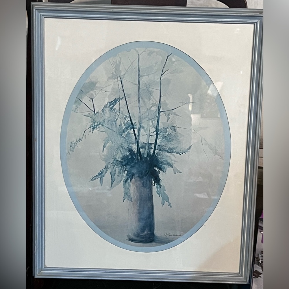 WATER COLOR PRINT ~ G. GIULIANI FLOWERS IN VASE